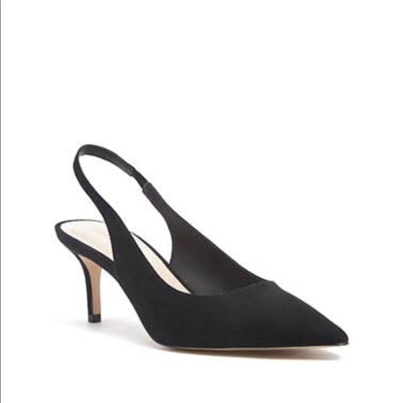 black suede slingback heels